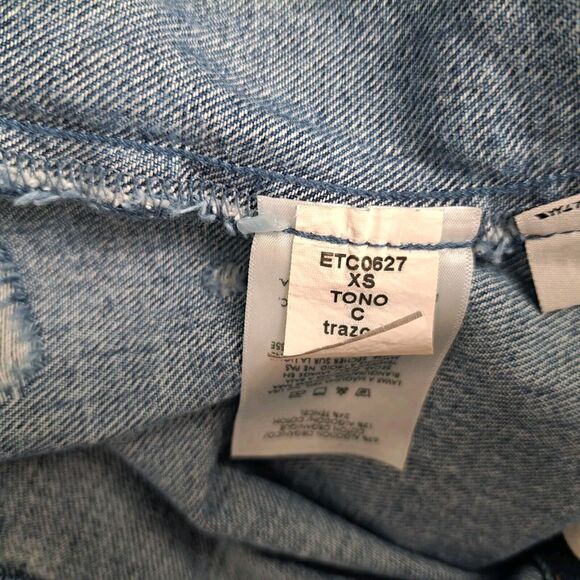 Etica Jean Midi Dress Women's Size XS Blue Denim Button Front Distressed - Picture 7 of 7